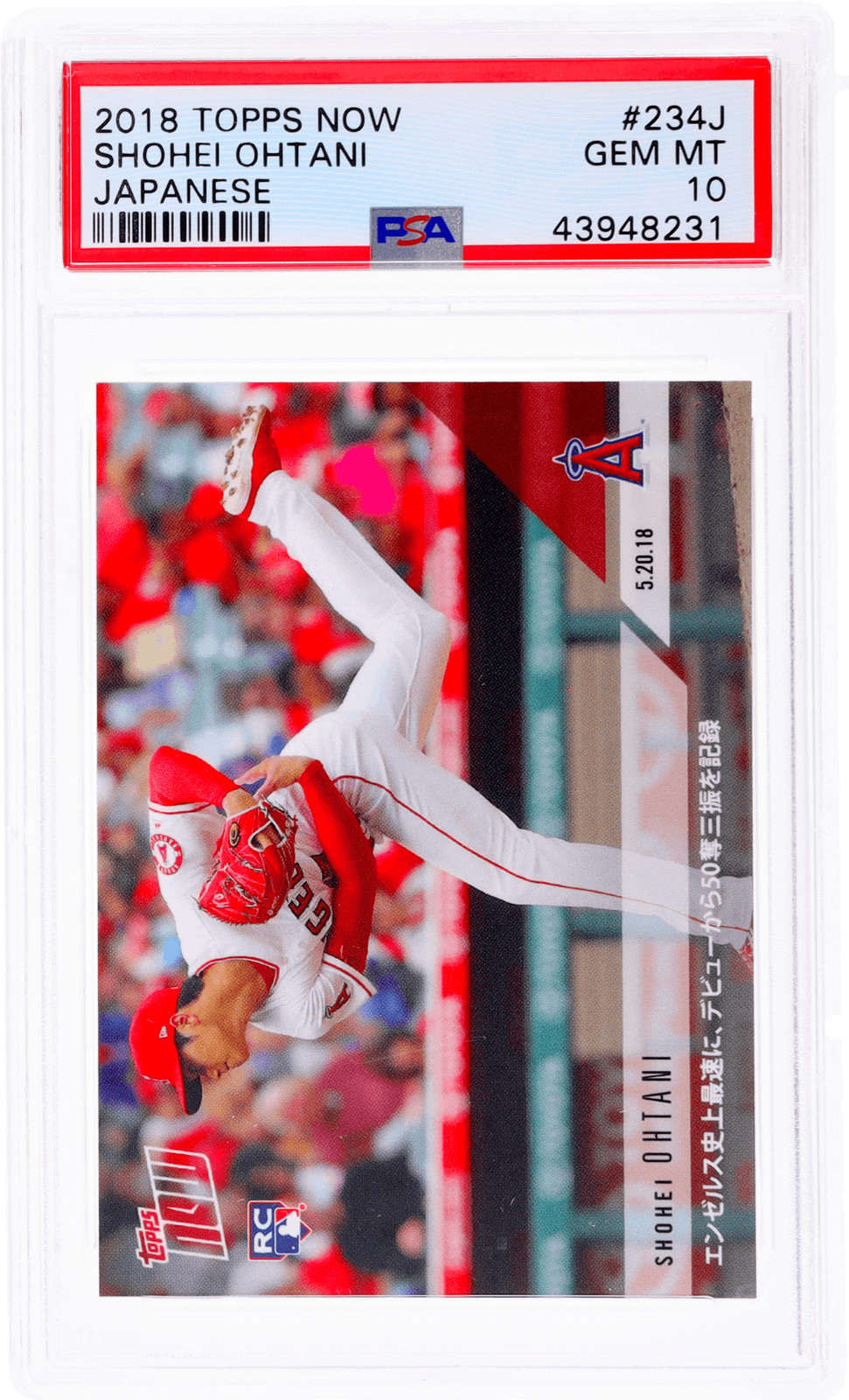 2018 Topps Now Shohei Ohtani Japanese #234J /3185 PSA 10 Rookie RC