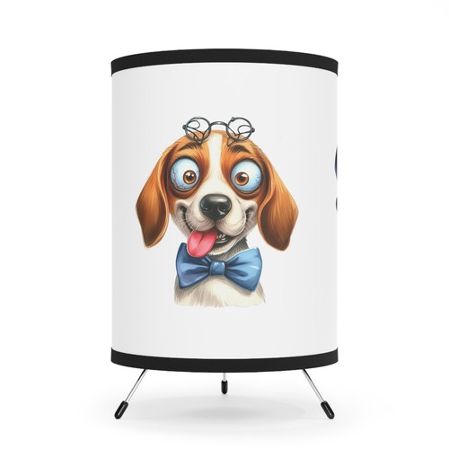Fun Dog Cartoon Art Kids Room Tripod Lamp, Rustic Home Decor, Light Fixture, - Picture 3 of 7