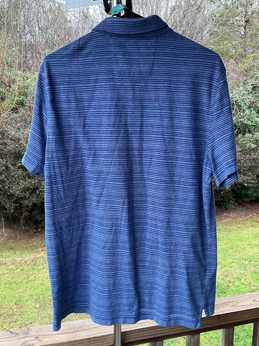 Kenneth Cole Golf Polo Shirt Men Large Slim Fit Blue Short Sleeve Preppy Stripe - Picture 8 of 21