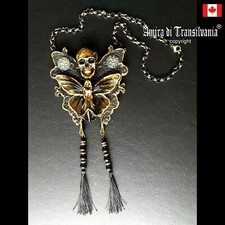 Art Deco Nouveau Jewelry Necklace Pendant Luxury Retro Moon Moth Butterfly Skull