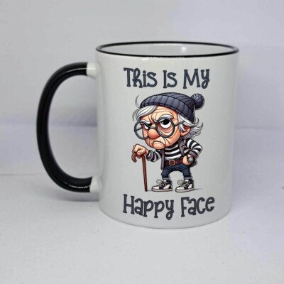 Mr Grumpy Kaffeebecher Happy Face Tasse nicht spricht Geburtstagsgeschenk Opa Väter