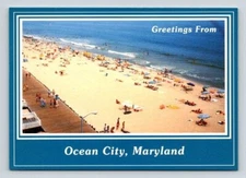 Ocean City Maryland Overlooking Beach & Boardwalk Postcard