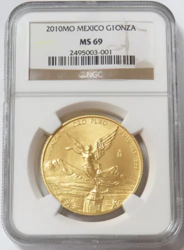 2010 MO GOLD MEXICO LOW MINTAGE 1oz ONZA LIBERTAD WINGED VICTORY COIN NGC MS 69