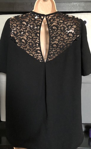 Whistles Top Blouse Lace Occasion black UK 12 M Workwear Office Busines - Picture 7 of 9