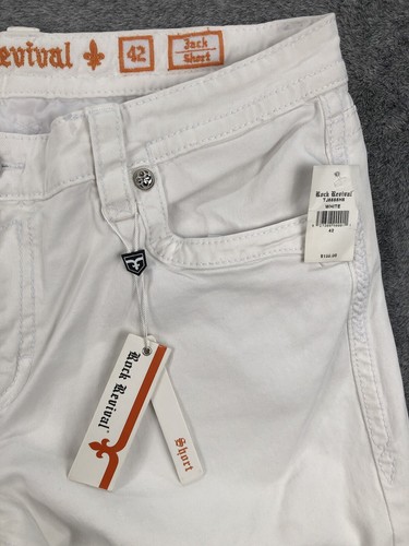 Rock Revival Mens Jack Shorts White Denim Embroidered Studded Size 42 NEW - Picture 9 of 23