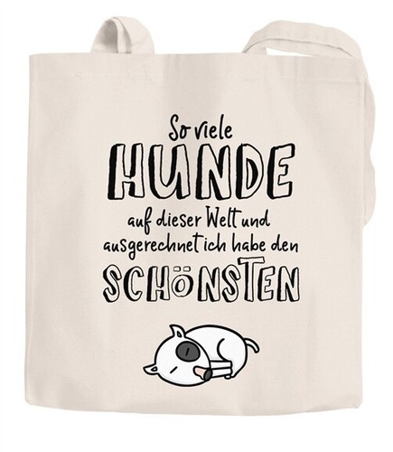 Jutebeutel Mit Hundespruch - Baumwolltasche 'so Viele Hunde... Ich Habe Den Schönsten', 38x42 Cm, 10 Liter