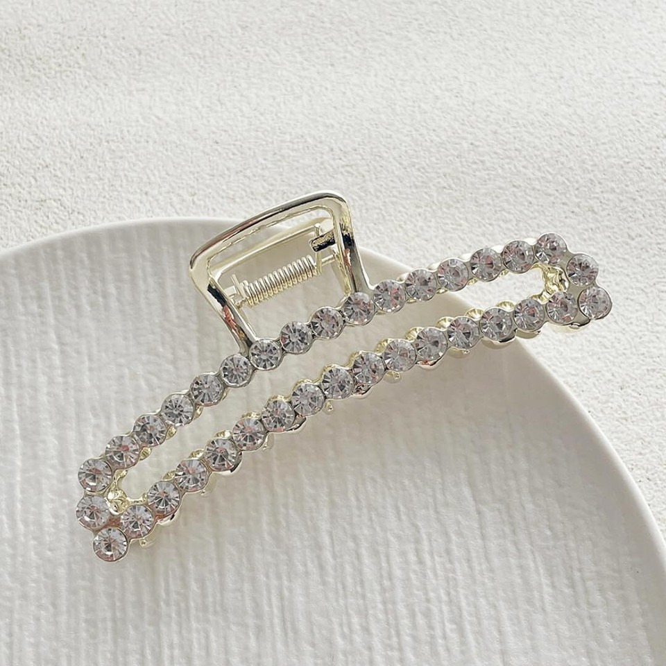 Metal Rhinestone Hair Claw Clips Imitation Pearl Hair Jaw Clips Non