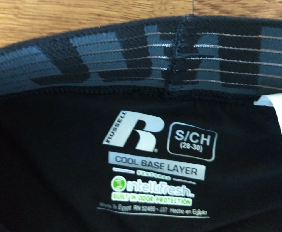 NWOT RUSSELL Small S(28-30) Cool Base Layer Leggings compression Black Yellow - Image 4 of 4