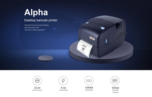 HPRT ALPHA 4" TT, 203 DPI, 100M RIBBON, USB, SERIAL, ETHERNET, ZPL II+EPL+DPL
