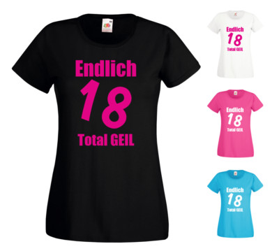 Ladies T Shirt - Finally 18 Totally Horny - Birthday Adult Party Fun Shirt 