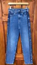 Marks and Spencer Womens Boyfriend Side Detail Jeans M&S Mid Blue Denim Trousers