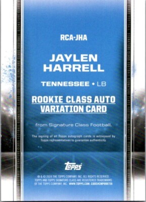 2025 Topps Signature Class RCA-JHA Jaylen Harrell /50 Orange