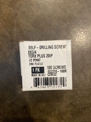 (100pcs) ELCO #2-8 x 3/4'' Torx Plus 20IP Self-Drilling Screws