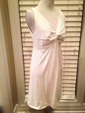 LOFT ANN TAYLOR WHITE SUMMER FITTED LOW CUT WIGGLE dress SIZE SMALL