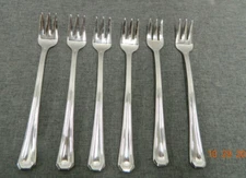 Set Of 6 Gorham MONET Glossy Stainless 18/8 Flatware COCKTAIL FORKS 5 1/2"