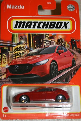 Matchbox 2019 Mazda 3 - Red 2021 Basic Car MATTEL TOYS 6 SPOKE CHROME RIMS