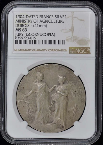 1904 France Silver Ministry Agriculture Dubois 41mm Medal NGC MS63