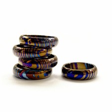 Titanium MokuTi Timascus Round Finger Ring Necklace Pendant Bead Decorative EDC