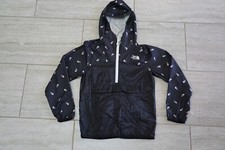 The North Face Kid's Fanorak Anorak Logo Prints Hooded Half Zip Jacket Black Med