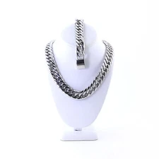 MIAMI CUBAN LINK CHAIN SOLID STAINLESS STEEL SILVER FINISH THICK 18MM BRACELET