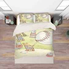 3D Animal Baseball Kids Quilt Cover Set Duvet Cover Bedding Pillowcases