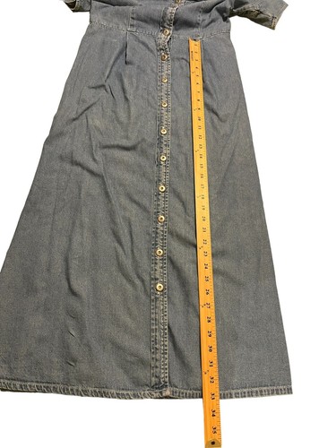 Vintage Denim Maxi Dress Short Sleeve 10 Modest Teacher Grandma Cottage Core - Picture 10 of 15