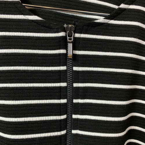 Apt. 9 Cardigan Womens Size 2X Black White Striped Zipper Front Long Sleeve - Picture 4 of 11