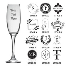 Personalised Engraved Prosecco Glass, Engraved Champagne Flute Glass Drinkware