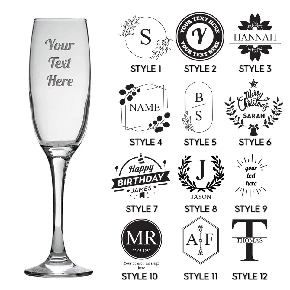 ENGRAVED CHAMPAGNE / PROSECCO GLASS Personalised Engraved Prosecco Glass, Engraved Champagne Flute Glass Drinkware