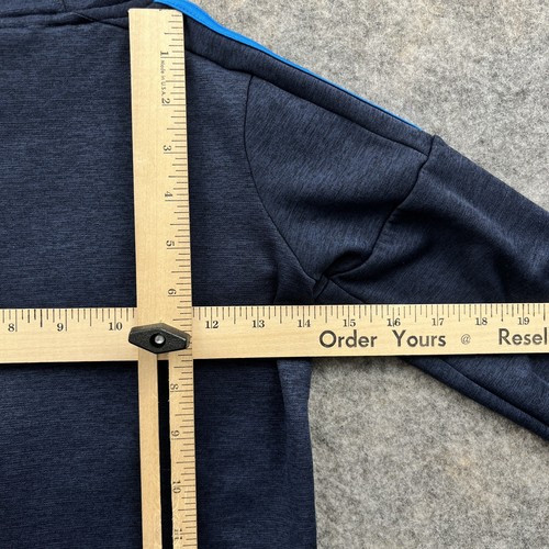 Adidas Boys Blue Long Sleeve Full Zip Hooded Sweatshirt Striped Jacket Size 6 - Picture 8 of 9