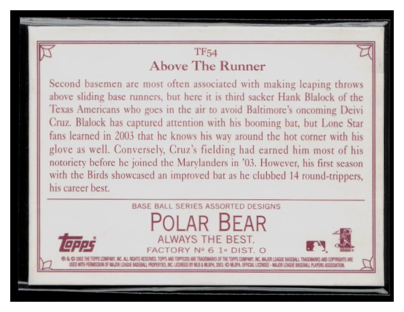 2003 Topps 205 Polar Bear #TF54 Deivi Cruz / Hank Blalock - Image 2 of 2