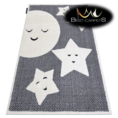 Erstaunlicher Kinderteppich JOY MOON, zwei Ebenen Vlies GRAU/CREME beste Qualität