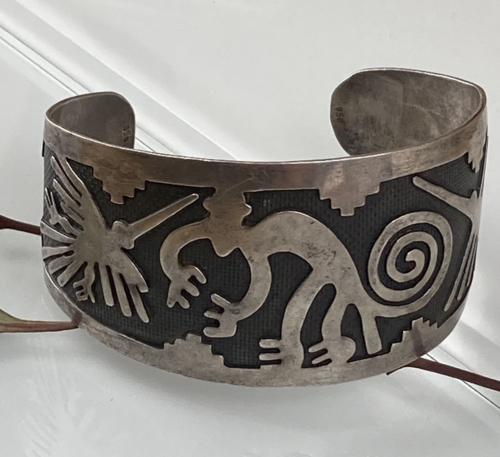 VTG Native Peru Solid 950 Silver Nazca Lines Stor… - image 4