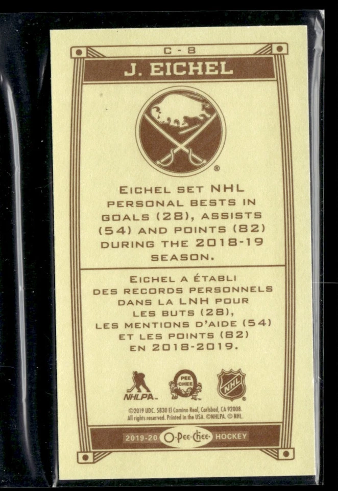 2019-20 O-pee-chee caramel mini Jack Eichel #C-8 - Image 2 of 2