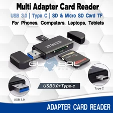 Card Reader Adapter OTG Fast USB 3.0 & Type C USBC, Micro SD Memory, PC Phone