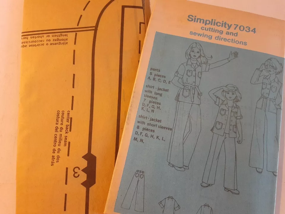 Simplicity 7034 Denim Shirt Jacket Jeans Pants Sewing Pattern Girls 12 VTG UC FF - Image 4 of 4