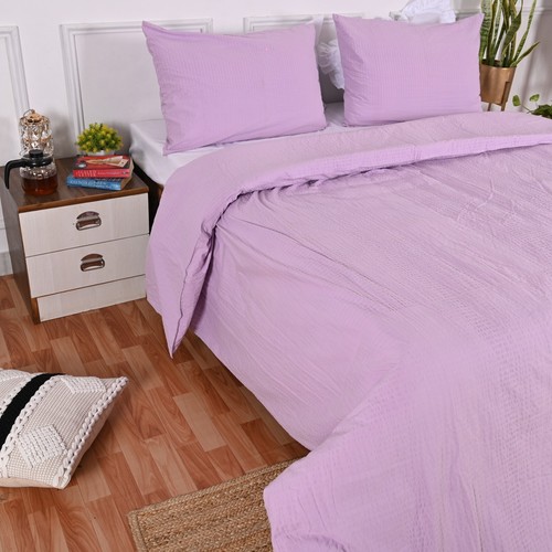 Seersucker strukturierte 100 % Baumwolle Bettbezug 3-teiliges Set Reißverschluss Verschluss 4 Eckkrawatte - Bild 3 von 8