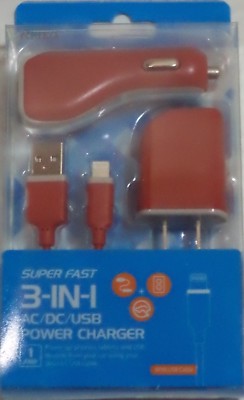 Reiko 3-In-1 Charger Android Data Cable Micro USB For Samsung Galaxy Color Red 
