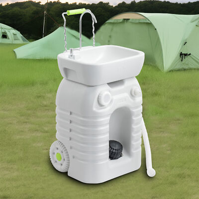 Outdoor Portable Camping Sink w/Soap Dispenser 45L Rolling