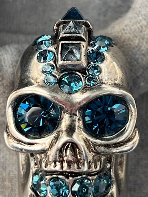 Alexander McQueen Iconic Skull Spike Mohawk Blue Crystal Statement