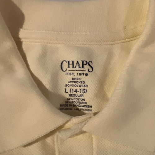 Chaps Polo Shirt Yellow. Boys Size L 14/16 Natural Stretch - Picture 10 of 15