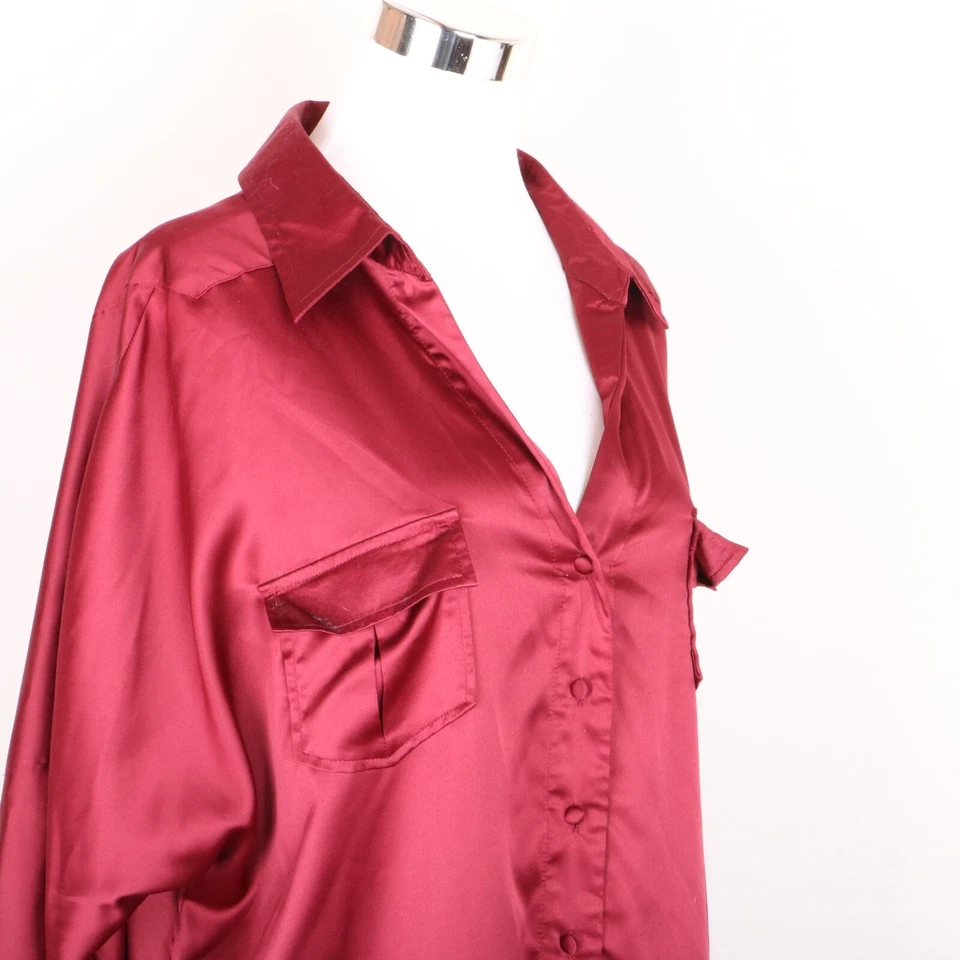 Blusa Camisa Para Mujer Willi Smith Manga Corta 3/4 Abotonada L Roja Foto 4 de 4