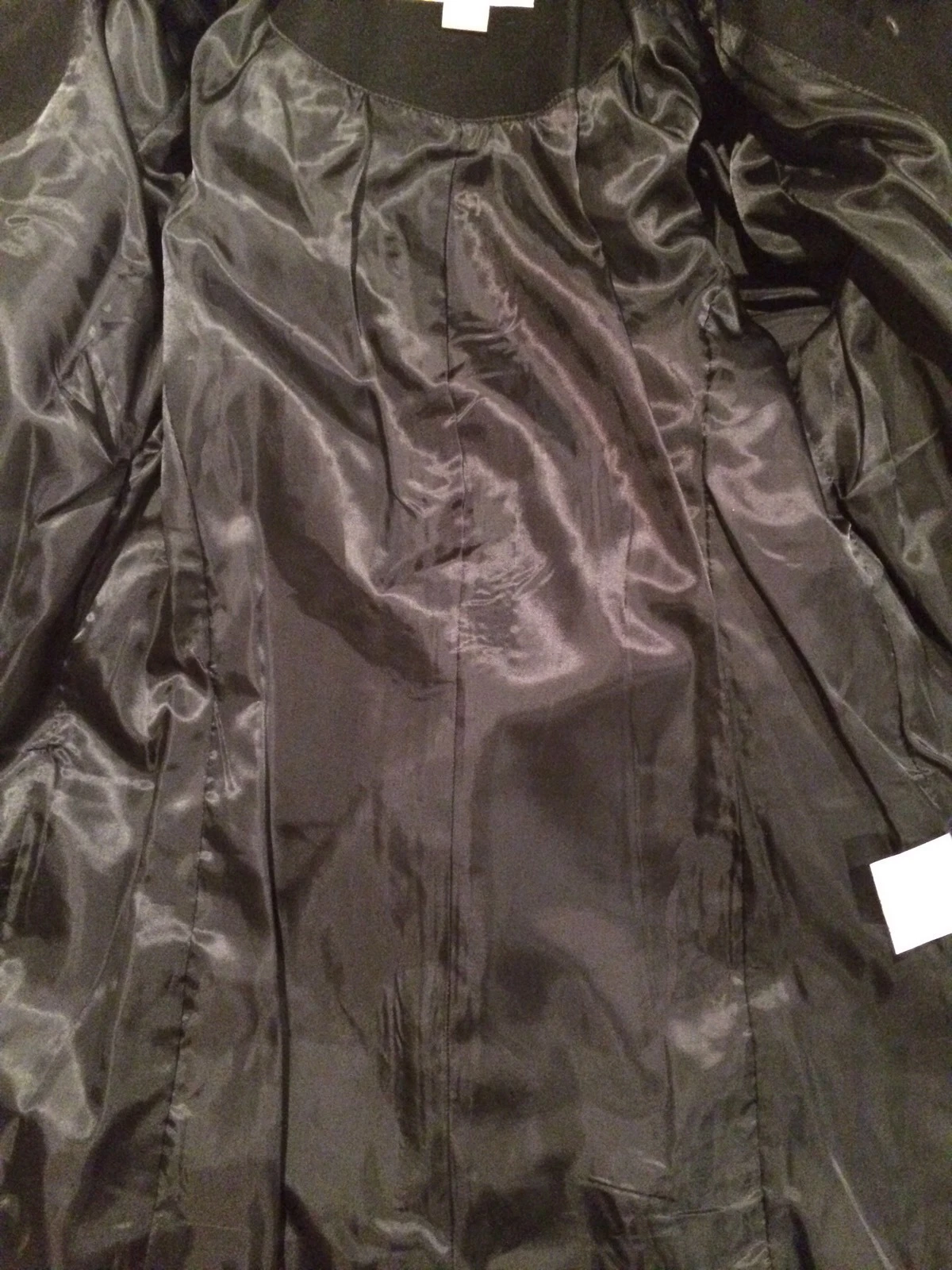 Cappotto asimmetrico Michael Kors zip misto lana trench cappuccio nero grigio 2P nuovo con etichette $360