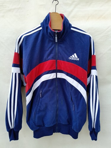 Vintage Adidas Velour Track Jacket Boy's Large Blue Oversized 80s 90s Streetwear - Picture 4 of 13