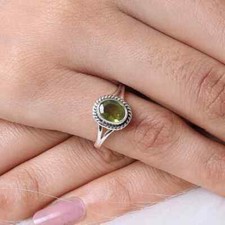 Peridot Solid 925 Sterling Silver Band Statement Ring Handmade Ring All size
