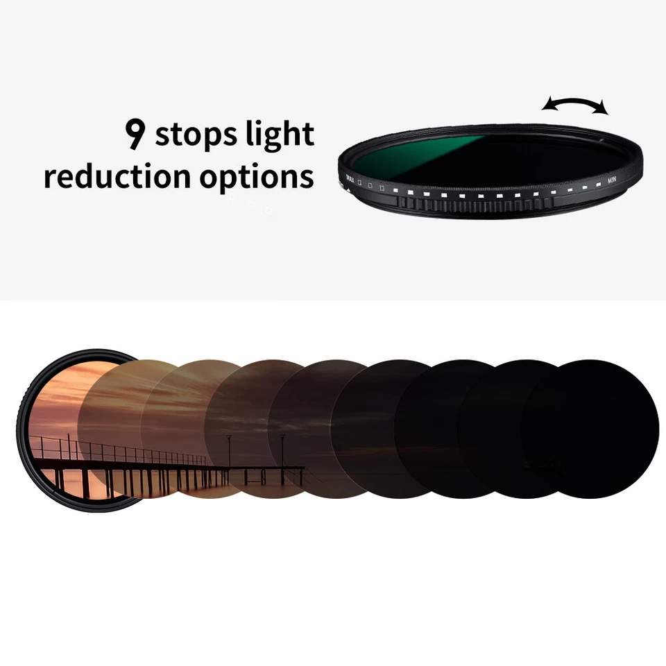 K&F Concept ND8-ND2000 Camera Lens ND Filter Variable 49/52/58/62/67/72/77/82mm - Image 2 of 4