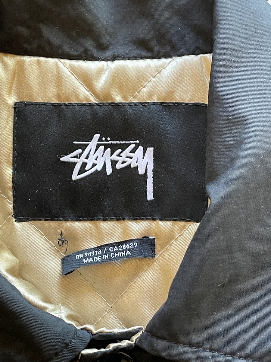 Stussy Black Button Up Windbreaker Jacket Embroidered Lining Stussy Black Button Up Windbreaker Jacket Embroidered Lining