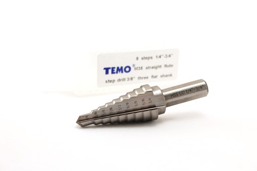 Temo M35 Kobalt Doppelflöten Stufenbohrer, 9 Größen von 1/4" bis 3/4", 3/8" Schaft - Bild 4 von 4