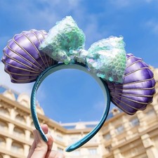Disney- Parks Minnie Ears The Little Mermaid Ariel Purple Seashell Headband NWT