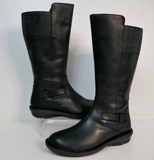 MOSHULU FURZE BLACK LEATHER/FLORAL TEXTILE CALF LENGTH BIKER BOOTS UK 6.5 EU40